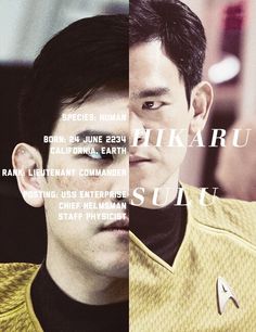 the poster for star trek is shown in two separate panels, one with a man's face and another with his eyes closed