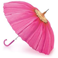 a pink umbrella with a hummingbird on it's handle is shown against a white background