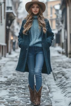 75+ Jeans and Cowboy Boots Outfit Ideas for Winter: Stay Warm, Stay Stylish! - From The Guest Room Fall Cowgirl Outfits, Jeans With Cowboy Boots, Jeans And Cowboy Boots, Outfit Ideas For Winter, Boots Outfit Ideas, Cowboy Boots Outfit, Ankle Cowboy Boots