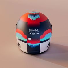 the helmet is designed to look like it has been painted with different colors and shapes