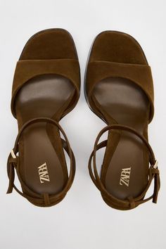 SUEDE PLATFORM SANDALS - Brown | ZARA United States Zara Sandals, Women's Espadrilles, Leather Platform Sandals, Brown Heels, Brown Sandals, Zara Women, Platform Sandals, High Heel, Sunglasses Accessories