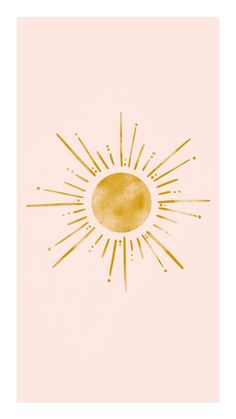 an illustration of the sun in gold on a pink background