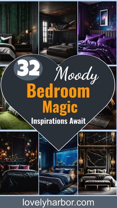 32 Enchanting Moody Bedroom Inspirations Modern Witch Bedroom, Witch Bedrooms, Moody Decor, Sleep Sanctuary, Modern Witch