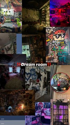 a collage of photos with the words dream room written on it and various images