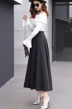 Classical flared skirt for women j001# – XiaoLizi How To Wear A Pleated Skirt, Fashion Design Dress, Skirt Patterns Sewing, Skirt For Women, Formal Outfit, Flared Skirt, Trendy Dresses, Skirt Outfits, Flare Skirt