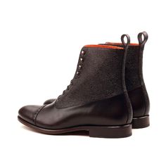 A Balmoral boot is the epitome of a formal boot. With all the sophistication and class of an oxford, the Balmoral boot gains it's inspiration from vintage European styles. Featuring closed channel lacing and a sleek silhouette, Balmoral boots frequently highlight a contrasting upper panel. The Details: Materials: dark brown painted calf + dark brown pebble grain Lining: orange calf leather Sole: leather sole + mountain rubber injections Last: Zurigo - Rounded toe for fraditional English Look The Balmoral Boots, Mens Dress Boots, Vintage European, Shoes Brown, English Style, Goodyear Welt, Handmade Shoes, Custom Shoes, Dr. Martens Boots