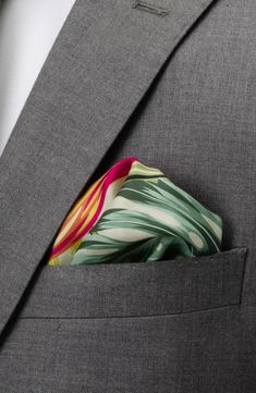 This tropical set cut from a smooth silk blend brings a fresh vibe to formalwear. 3"W x 59"L tie; 11" square 75% silk, 25% polyester Dry clean Imported Elegant Multicolor Pocket Square For Formal Occasions, Elegant Multicolor Pocket Square For Formal Wear, Elegant Multicolor Formal Pocket Square, Summer Formal Suit And Tie Accessories With Pocket Square, Elegant Multicolor Pocket Square, Formal Green Silk Scarf, Elegant Multicolor Rectangular Pocket Square, Green Silk Scarf For Formal Occasions, Classic Multicolor Silk Scarf For Formal Occasions