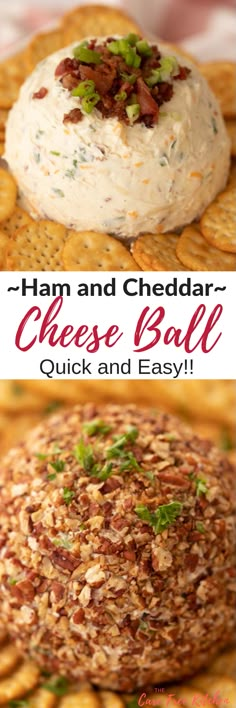 ham and cheddar cheese ball is an easy appetizer to serve with crackers