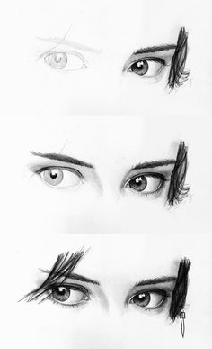 four different types of eyes with long lashes