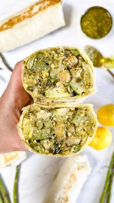 Vegetarian Pesto, Freezer Burritos, Healthy Pesto, Lemon Pesto, Vegan Burrito, Spiced Chickpeas, Freezer Meal Prep, Burritos Recipe, Freezer Breakfast