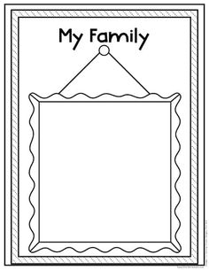 a coloring page with the words my family on it and an image of a frame