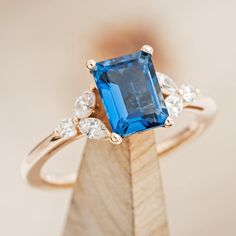 Blue Topaz Engagement Ring, Staghead Designs, Emerald Cut Rings, Topaz Engagement Ring, London Blue Topaz Ring, Ring With Diamond, Swiss Blue Topaz, Blue Topaz Ring, London Blue Topaz