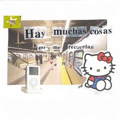 an image of a hello kitty advertisement on the side of a subway train in mexico