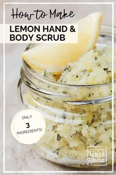 Body Salt Scrub, Natural Salt Scrub Diy, Homemade Salt Scrubs Recipes, Body Scrub With Epsom Salt, Lemon Scrub Diy, Lemon Hand Scrub Recipe, Salt Scrubs With Essential Oils Easy Diy, Green Tea Lemon