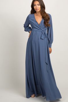 Blue Chiffon Long Sleeve Pleated Maternity Maxi Dress Outer Chiffon, Real Outfits, Chiffon Maternity Dress, Maternity Sewing, Blue Maternity Dress, Perth Wedding, Fitted Maternity Dress, Pinkblush Maternity, Maternity Bridesmaid Dresses