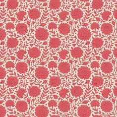 a red and white wallpaper with flowers on the back ground, in an ornate pattern