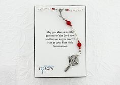 Communion Rosary, Communion Gift, Personalized Rosary, Catholic Rosary, Name Rosary, Chalice, Engrav Personalized Rosary For First Communion, Rosary Bracelet With Miraculous Medal For First Communion, Adjustable Cross Rosary For First Communion, Adjustable Cross-shaped Rosary For First Communion, Personalized Rosary, Rosary Beads Catholic, Pearl Rosary, Red Pearl, First Communion Gifts