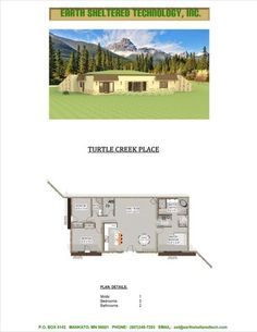 the floor plan for an earth - sheltered home with two separate rooms and one bedroom