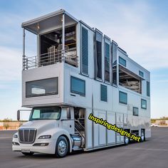 a semi truck with a house on the back