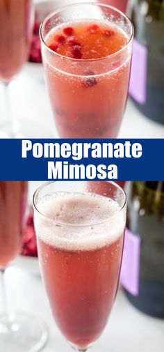 Pomegranate Mimosas – A festive twist on the classic mimosa with pomegranate juice, orange juice, and sparkling wine. This easy, refreshing cocktail is perfect for holiday brunches or any celebration! Friday Cocktails, Pomegranate Mimosa, Classic Mimosa, Easy Party Drinks, Pomegranate Cocktails, Sparkling Wine Cocktails, Fall Eats, Cranberry Wine, Raspberry Liqueur