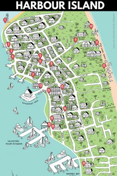 an illustrated map of harbour island