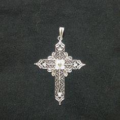 Pendant in silver filigree (925 handmaded in italy weight gr. 4.50 Lengths of chains available: 40 cm / 16 inches 50 cm / 20 inches All items are handmade and personally designed. Custom orders are welcome! Sterling Silver Cross Necklace With Intricate Design, Ornate Silver Cross Jewelry, Silver Cross Jewelry With Intricate Design, Ornate Silver Cross Pendant Necklace, Silver Filigree Cross Necklace, Silver Filigree Cross Jewelry, Silver Cross Jewelry With Filigree Details, Silver Cross Pendant Jewelry With Intricate Design, Silver Jewelry With Intricate Cross Pendant Design