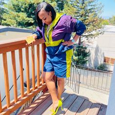 Reposhing This Item I Purchased From @Pamstidham. Loved It, But Ready To Rotate For Something New. Questions? Leave A Comment Below! 90s Women, Track Suit, T Shirt And Shorts, Purple Green, Windbreaker Jacket, Green And Purple, Something New, Vintage 90s, Colorful Shirts