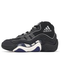 adidas Crazy 98 'Black Collegiate Purple' IG8341 Casual Adidas Sneakers For Basketball, Adidas Casual Basketball Sneakers, Adidas Sporty Basketball Shoes For Streetwear, Adidas Sneakers For Basketball, Sporty Basketball Shoes With Three Stripes, Adidas Basketball Shoes For Sports, Adidas Breathable Sneakers For Sports, Sporty Basketball Shoes With Three Stripes For Streetwear, Throwback Black Sneakers For Sports Events