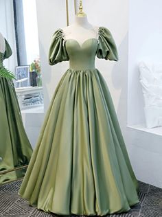 Satin Bridesmaid Dresses Long, Satin Long Prom Dress, Gaun Abad Pertengahan, Green Evening Dress, A Line Prom Dress, Satin Ball Gown, Prom Dress Evening, فستان سهرة, Satin Bridesmaid Dresses