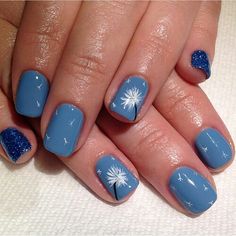 Love these nails! Nails With Dandelion, Beach Nail Art Designs, Frozen Nails, Blue Nail Art Designs, Palm Tree Nails, Sunset Nails, Butterfly Nail Designs, Beachy Nails