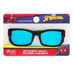 Get the ultimate pair of superhero shades with a pair of Marvel Spider-Man Black with Red Webs Kids Sunglasses. Featuring a stylish red web design on a blackframe that won't fall off when swinging between skyscrapers. Complete with UV400 protective and impact resistant lenses and made for fun in the sun, this is the perfect accessory for any young Marvel fan. Whether you're running errands for Aunt May or swinging around New York fighting bad guys nothing beats this pair of superhero eyewear. Black Sunglasses With Mirrored Lenses, Fun Black Polarized Sunglasses, Red Web Design, Aunt May, Spider Man Black, Boys Sunglasses, Sporty Sunglasses, Red Web, Man Black