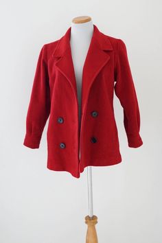 Vintage Red Peacoat / Vintage Clothing / 70s Jill Jr Coat / Vintage Red Wool Coat / Women's Vintage Red Peacoat, Red Wool Coat, Wool Coat Women, Basic Wear, Coat Vintage, Wool Peacoat, Red Coat, Red Wool, Wool Coat