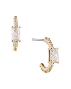 Nadri Tennis Small Emerald Cut Hoop Earrings Nadri Jewelry, L Post, Online Earrings, Free Jewelry, Emerald Cut, Rhodium Plated, Gold Earrings, Cubic Zirconia, Jewelry Collection