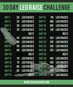 the 30 day leg raise challenge is displayed on an iphone screen, with instructions for how to do it