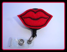 Badge Reel ID Holder Retractable  Hot Lips  by clippiecollections, $6.25 Felt Craft, Student Office, Hot Lips