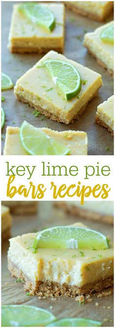 key lime pie bars with lemons on top