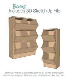 the front and back sides of a bookcase with instructions for how to make it