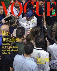 a magazine cover with a man surrounded by people