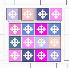 a quilt pattern with squares and crosses on it