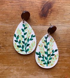 Hand painted on extremely light weight wood. 2.2 inches in length, and 1.4 inches width Ring Painting, Mdf Earrings, Decoupage Earrings, Earring Inspo, Hand Painted Earrings, Fabric Earrings, Painted Earrings, Wooden Cutouts, Fathers Day Crafts