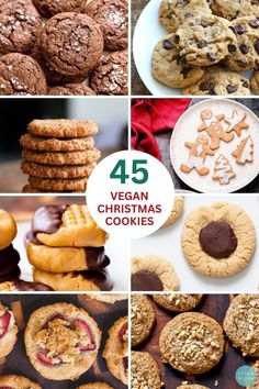 a collage of vegan christmas cookies