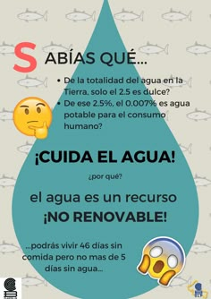 a poster with the words in spanish and an image of fish on it, which are also