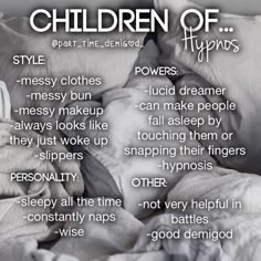 an image of a bed with the words children of hypnos