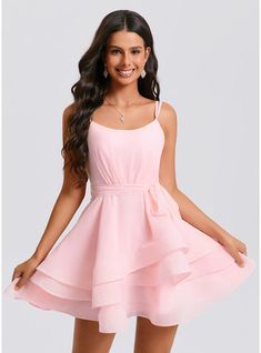 JJ's House Pleated Chiffon Scoop Fall Spring Summer A-line Plus General Back Zip Coquette Beautiful Back Sweet & Flow Petal Height:5.8ft（176cm） Bust:32in（82cm）Waist:24in（61cm）Hips:35in（89cm） No Mini Pink Sleeveless Homecoming Dress. #JJ's House #Pleated #Chiffon #Scoop #Fall #Spring #Summer #Aline #Plus #General #BackZip #Coquette #BeautifulBack #Sweet&Flow #Petal #No #Mini #Pink #Sleeveless #HomecomingDress Christian Hoco Dresses, Light Pink Semi Formal Dress, Dresses For Middle School Dance, Homecoming Dresses Loose, Dresses For Middle School Dances, Homecoming Dresses Flowy, Semi Formal Dresses For Teens, Light Pink Short Dress, Grade Dresses