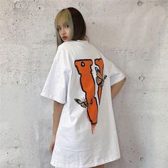 Streetwear T Shirt, Tshirt Crafts, An Aesthetic, Streetwear Tshirt, White Colors, Look Here, Men's Style, Workout Tops, Orange Color