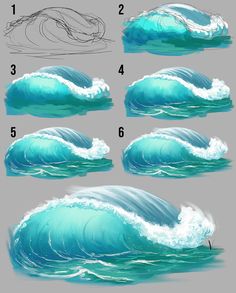 how to draw a wave in stages