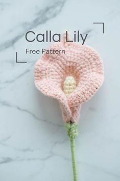 a crocheted pink flower with the words, calla lily free pattern on it