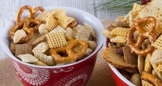 the original chex party mix is ready to be eaten and served for christmas or new year's eve