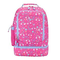 Bring convenience to your kid's school time with the 2-in-1 17-Inch Backpack and Insulated Lunch Bag from Bentgo. This backpack features a fun print and comes with spacious compartments to help keep their tablet, notebooks and textbooks contained, along with built-in pockets for organizing and storing smaller items. It's designed with a built-in, insulated lunch bag at the bottom and boasts a lightweight, water-resistant design. Plus, this water-resistant backpack has padded back and straps for Pink Lunch Bag, Butterfly Backpack, Bentgo Kids, Water Resistant Backpack, Butterfly Kids, Backpack Lunch Bag, Pink Rainbow, Tablet Sleeve, Insulated Lunch Bags