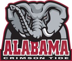 an elephant head with the words alabama crimson tide on it's front and side